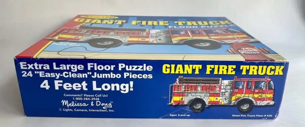 Melissa & Doug Floor Puzzle Giant Fire Truck Emergency Vehicle 24 Pieces 4' Long